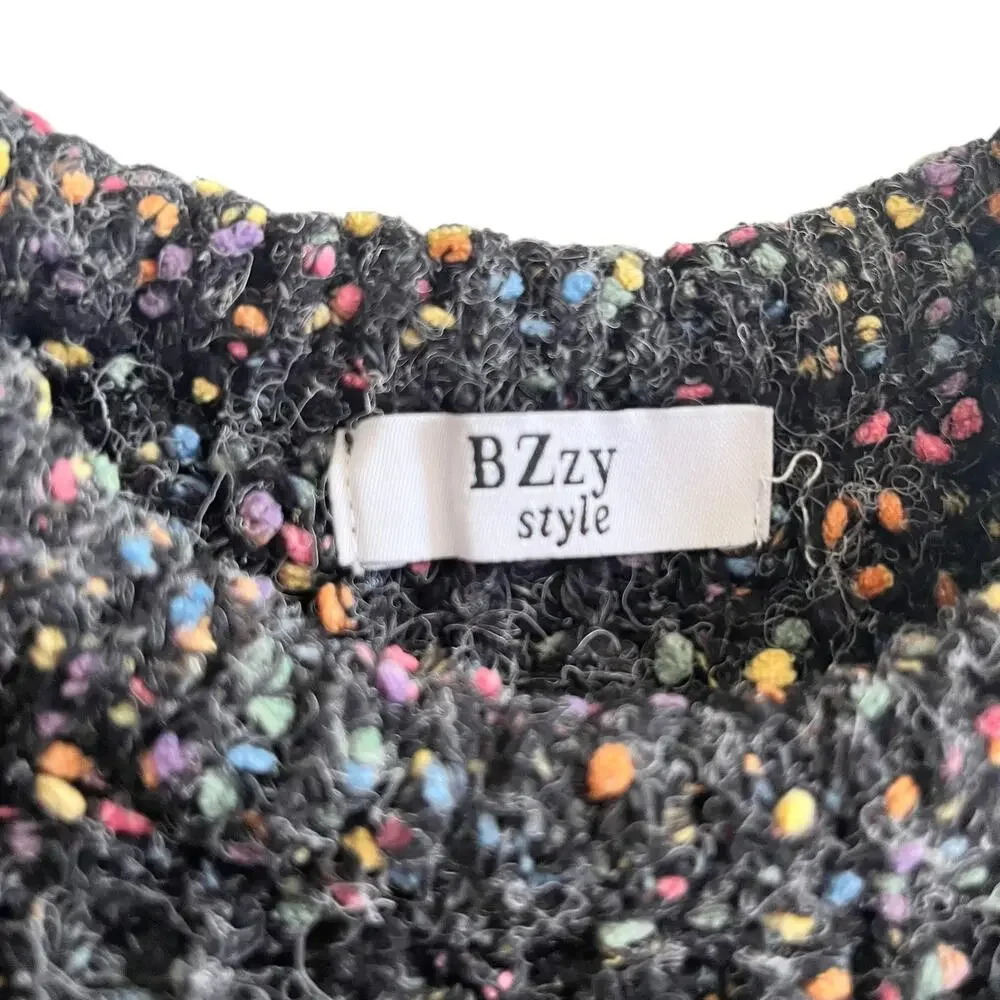 BZzy Style Girls Marled Gray Speckled Ribbed Knit Sweater Cozy Size 5 EUC